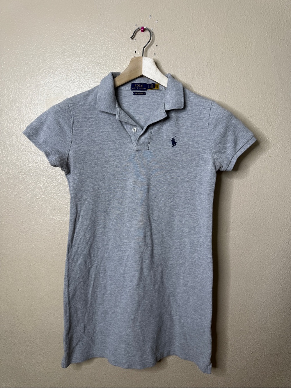 Polo Ralph Lauren Women’s S Gray The Mesh Mini Polo Dress Short Sleeve Pony Logo